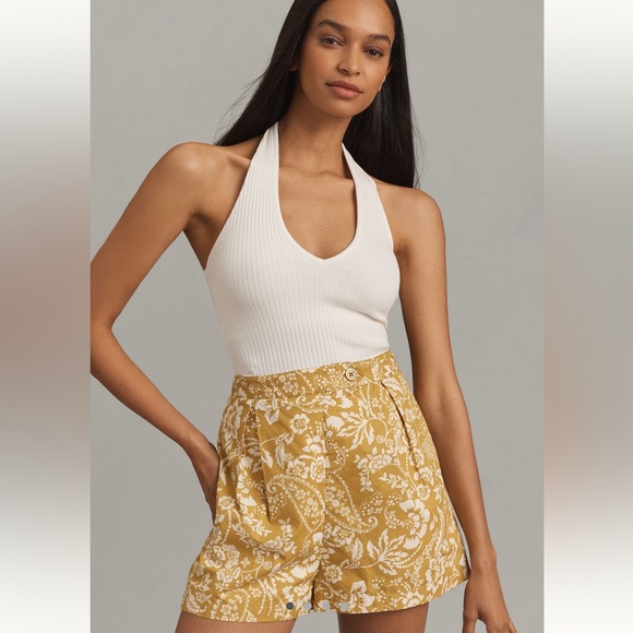 Maeve pleated poplin shorts